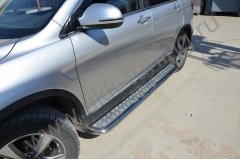 Тюнинг внедорожника Пороги с накладным листом Haval H6 2017