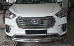 Тюнинг внедорожника Защита переднего бампера Hyundai Santa Fe GRAND 2018
