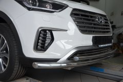 Тюнинг внедорожника Защита переднего бампера Hyundai Santa Fe GRAND 2018
