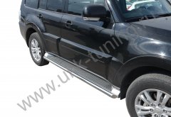 Тюнинг внедорожника Защита штатного порога труба Mitsubishi Pajero 4 2006-2017
