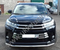Тюнинг внедорожника Защита переднего бампера Toyota Highlander 2017