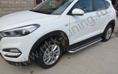 Тюнинг внедорожника Пороги с накладным листом Hyundai Tucson 2016-2018
