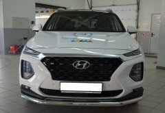 Тюнинг внедорожника Защита переднего бампера Hyundai Santa Fe 2018