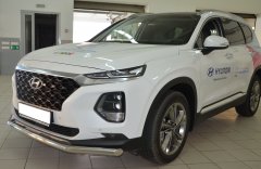 Тюнинг внедорожника Защита переднего бампера Hyundai Santa Fe 2018