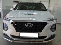 Тюнинг внедорожника Защита переднего бампера Hyundai Santa Fe 2018