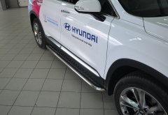 Тюнинг внедорожника Пороги с накладным листом Hyundai Santa Fe 2018