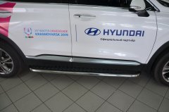 Тюнинг внедорожника Пороги с накладным листом Hyundai Santa Fe 2018