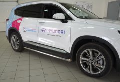 Тюнинг внедорожника Защита штатного порога труба Hyundai Santa Fe 2018