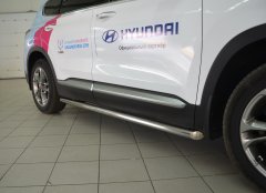 Тюнинг внедорожника Защита штатного порога труба Hyundai Santa Fe 2018