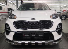 Тюнинг внедорожника Защита переднего бампера KIA Sportage 2018 (рестайлинг)