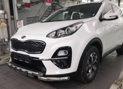 Тюнинг внедорожника Защита переднего бампера KIA Sportage 2018 (рестайлинг)