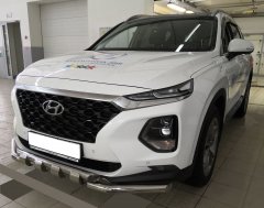 Тюнинг внедорожника Защита переднего бампера Hyundai Santa Fe 2018
