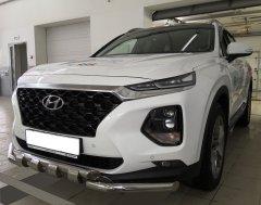 Тюнинг внедорожника Защита переднего бампера Hyundai Santa Fe 2018