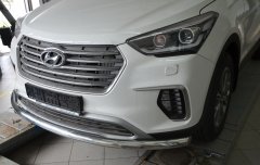 Тюнинг внедорожника Защита переднего бампера Hyundai Santa Fe GRAND 2018