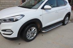Тюнинг внедорожника Пороги с накладным листом Hyundai Tucson 2018 III рестайлинг