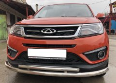 Тюнинг внедорожника Защита переднего бампера Chery Tiggo 5 2016 (рестайлинг)