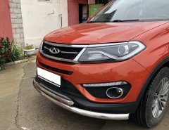 Тюнинг внедорожника Защита переднего бампера Chery Tiggo 5 2016 (рестайлинг)