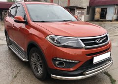 Тюнинг внедорожника Пороги с накладным листом Chery Tiggo 5 2016 (рестайлинг)