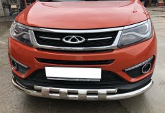 Тюнинг внедорожника Защита переднего бампера Chery Tiggo 5 2016 (рестайлинг)