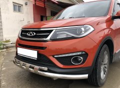 Тюнинг внедорожника Защита переднего бампера Chery Tiggo 5 2016 (рестайлинг)