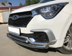 Тюнинг внедорожника Защита переднего бампера Chery Tiggo 4 2019