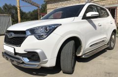 Тюнинг внедорожника Защита переднего бампера Chery Tiggo 4 2019