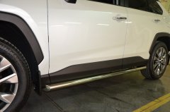 Тюнинг внедорожника Защита штатного порога труба Toyota RAV4 2019