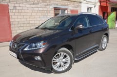 Тюнинг внедорожника Пороги с накладным листом Lexus RX270/RX350/RX450h 2009-2012_ 2012-2015