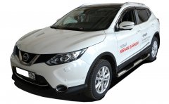 Тюнинг внедорожника Порог труба с проступью Nissan Qashqai 2017 рестайлинг