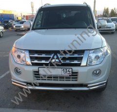 Тюнинг внедорожника Защита переднего бампера Mitsubishi Pajero 4 2006-2017