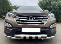 Тюнинг внедорожника Защита переднего бампера Hyundai Santa Fe 2012