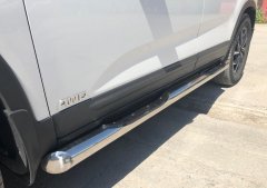 Тюнинг внедорожника Порог труба с проступью KIA Sorento 2013
