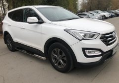 Тюнинг внедорожника Порог труба с проступью Hyundai Santa Fe 2012