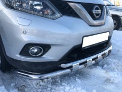 Тюнинг внедорожника Защита переднего бампера Nissan X-trail 2015 (T32) Третье поколение