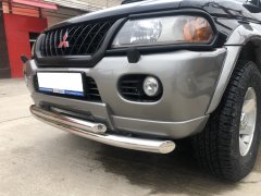 Тюнинг внедорожника Защита переднего бампера Mitsubishi Pajero Sport 1998-2007