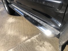 Тюнинг внедорожника Порог труба с проступью Mitsubishi Pajero Sport 1998-2007