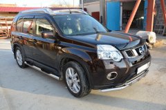 Тюнинг внедорожника Порог труба с проступью Nissan X-trail 2007-2010 (T31) Второе поколение