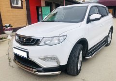 Тюнинг внедорожника Защита переднего бампера Geely Atlas 2018
