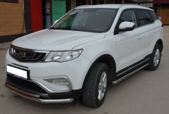 Тюнинг внедорожника Защита штатного порога труба Geely Atlas 2018