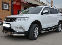Тюнинг внедорожника Порог труба с проступью Geely Atlas 2018