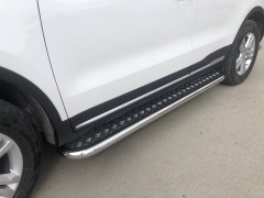 Тюнинг внедорожника Пороги с накладным листом Geely Atlas 2018