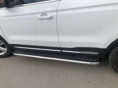 Тюнинг внедорожника Пороги с накладным листом Geely Atlas 2018