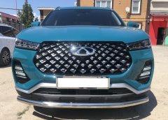 Тюнинг внедорожника Защита переднего бампера Chery Tiggo 7 Pro 2021