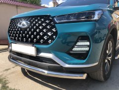 Тюнинг внедорожника Защита переднего бампера Chery Tiggo 7 Pro 2021