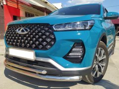 Тюнинг внедорожника Защита переднего бампера Chery Tiggo 7 Pro 2021