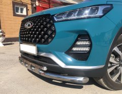 Тюнинг внедорожника Защита переднего бампера Chery Tiggo 7 Pro 2021