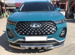 Тюнинг внедорожника Защита переднего бампера Chery Tiggo 7 Pro 2021