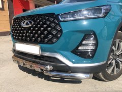 Тюнинг внедорожника Защита переднего бампера Chery Tiggo 7 Pro 2021