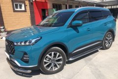 Тюнинг внедорожника Пороги с накладным листом Chery Tiggo 7 Pro 2021