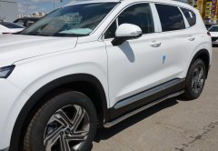 Тюнинг внедорожника Защита штатного порога труба Hyundai Santa Fe 2021